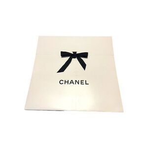 Chanel Empty White Bag With Black Ribbon Bow 16.5”x15.5” GIft Scarf Accessory